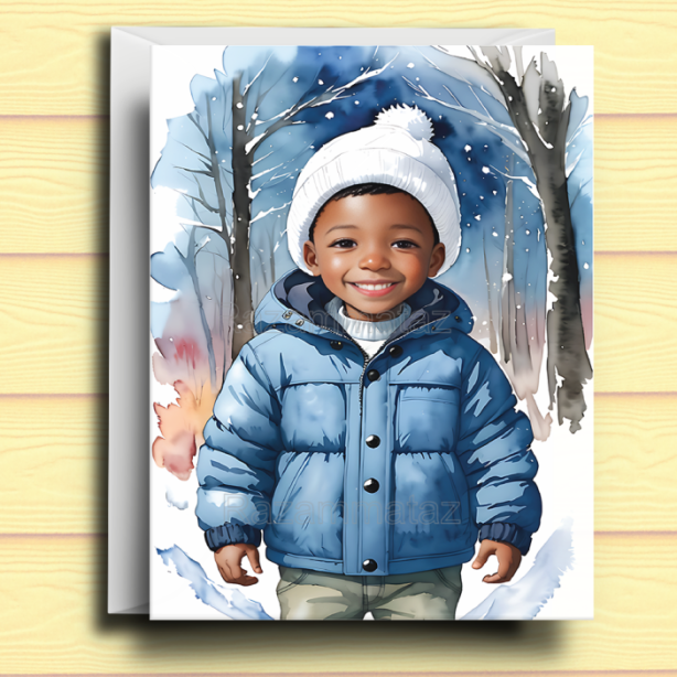 Black Boy G Christmas Card